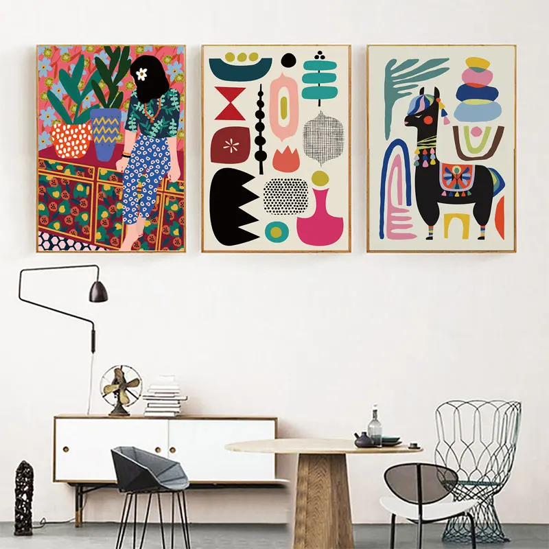 Современная разноцветная Абстрактная Картина на холсте с изображением садовых