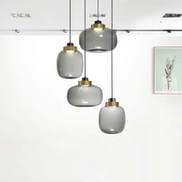 modern pendant lamp smoky gray glass decor for home living room kitchen restaurant lights ceiling loft bed led lighting fixture