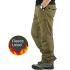 Зимние комбинезоны с флисовой подкладкой, брюки, мужские уличные теплые хлопковые длинные брюки, мужские прямые повседневные мужские брюки с множеством карманов