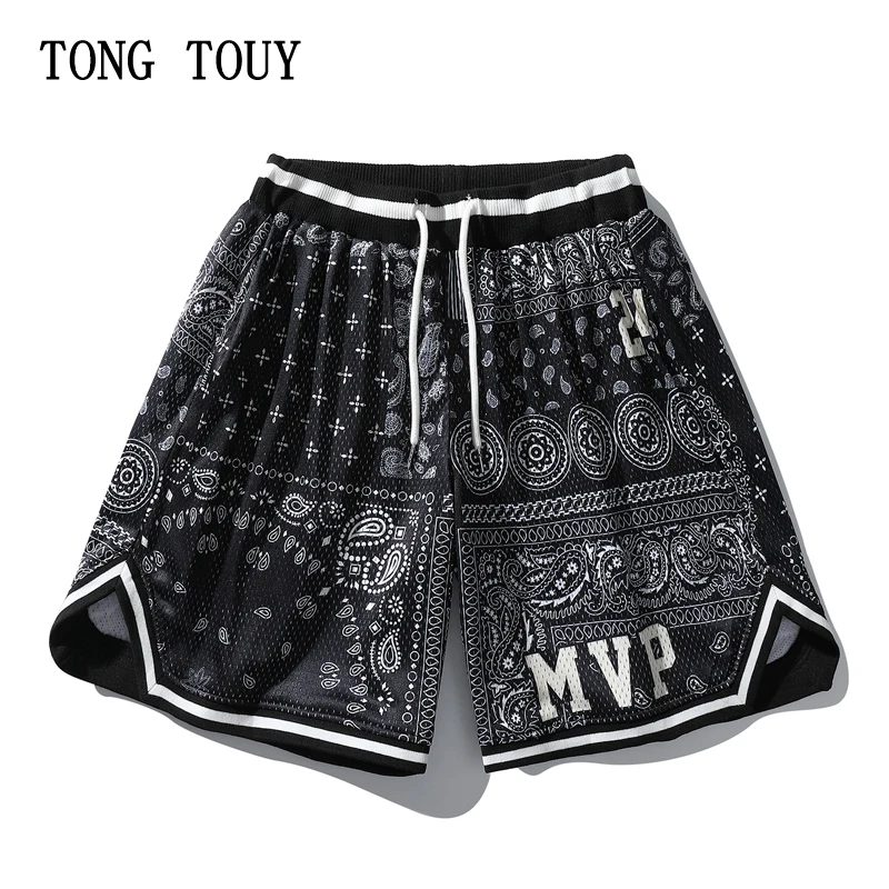 

Streetwear Paisley Print Basketball Shorts Men New Fashion Breathable Sweat Pants Outdoor Running Basketball Sports Shorts Loose