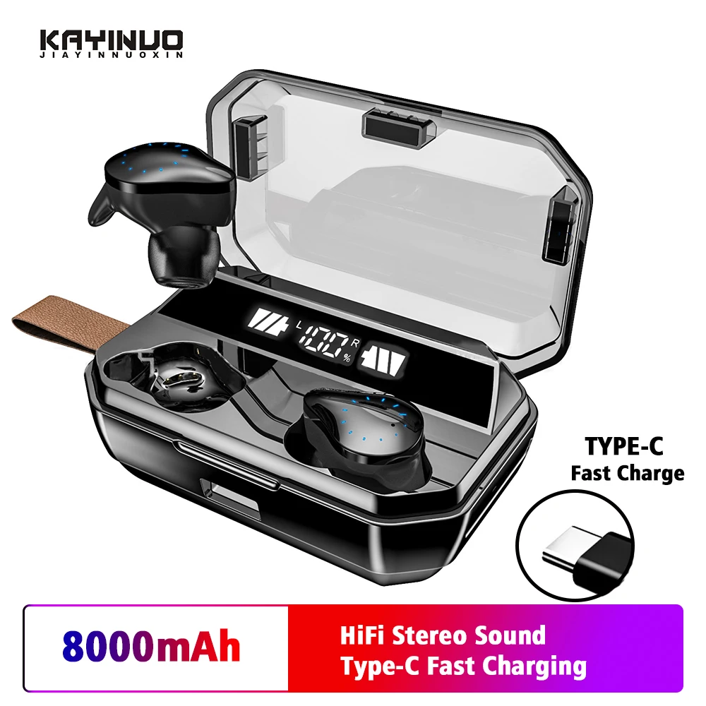 TWS bluetooth наушники 5,0 стерео HiFi 8000 мАч IPX7 водонепроницаемые мини беспроводные наушники bluetooth 5,0 наушники с микрофоном в уши