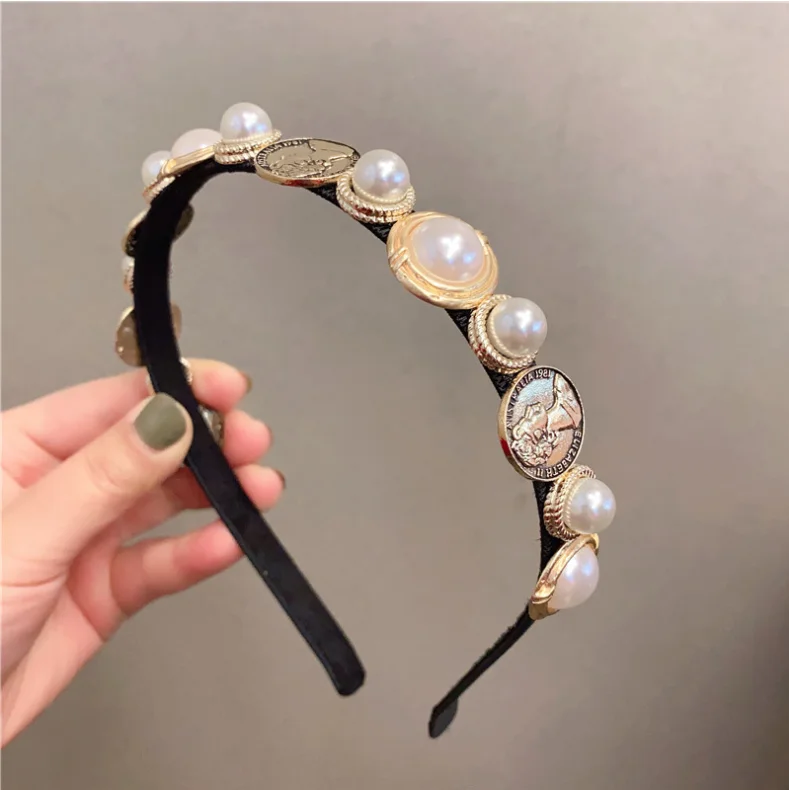 

New retro pearl hairbandS female clip headdress hairpin fairy Sen headbands