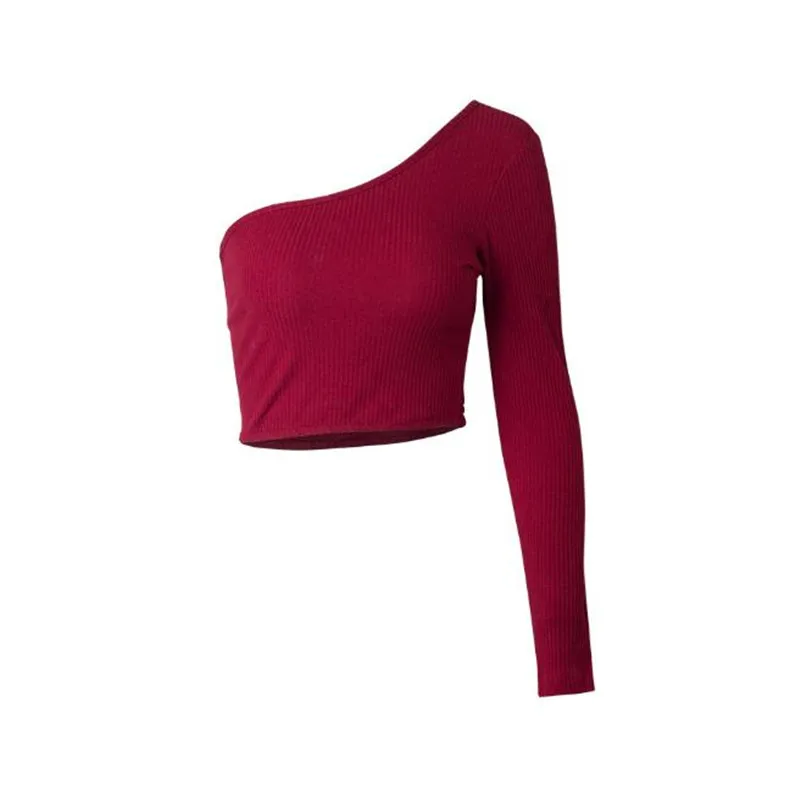 

Off Shoulder Sexy Female Knitted Crop Top Women White Black Tops Streetwear Elastic Short T Shirt Knitting Cropped T-shirt