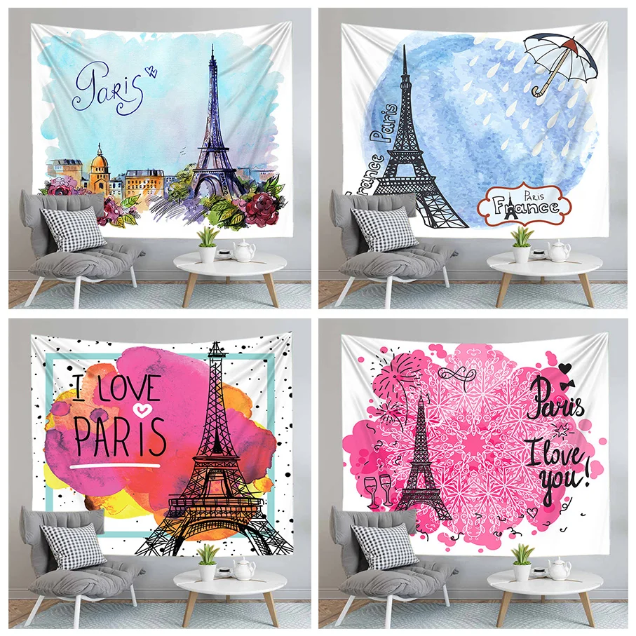 I Love Paris гобелен коврик для йоги Эйфелева башня настенное украшение дома одеяло 4