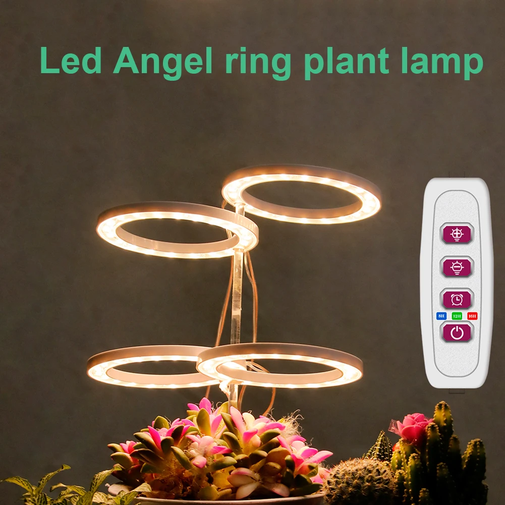 

Светильник СВЕТОДИОДНЫЙ полного спектра с тремя кольцами для выращивания растений, USB