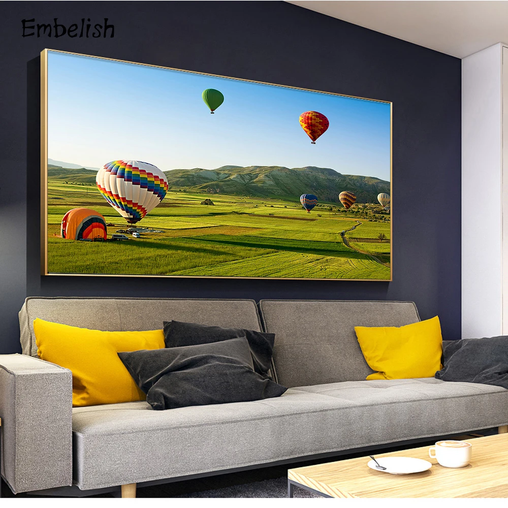 

1 Pieces New Arrival Hot Air Balloon Landscape Wall Art Posters For Living Room Modern Home Decor Canvas Paintings