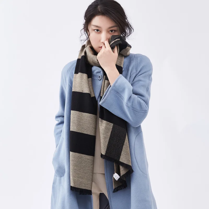 

Шарф в клетку из 96% шерсти, роскошная Высококачественная увеличенная шаль, теплый и удобный весенний шарф, женский зимний шерстяной шарф