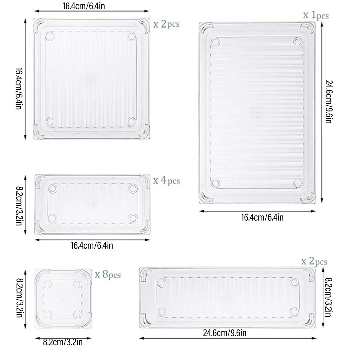 

17Pcs/Set Clear Cosmetics Organizer Makeup Drawers Storage Boxes Bins Jewelry Holder Kitchen Bathroom Tabletop Storage Box Set