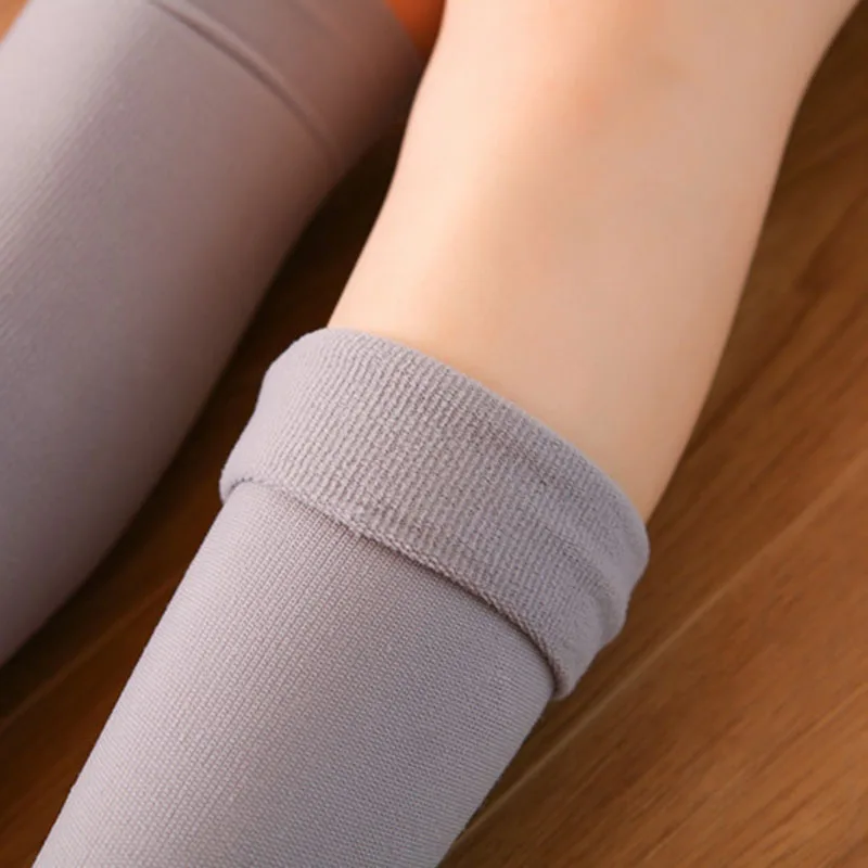 

1 Pair Solid Breathable Warm Solid Nylon Socks Thicken Velvet Thickening Socks