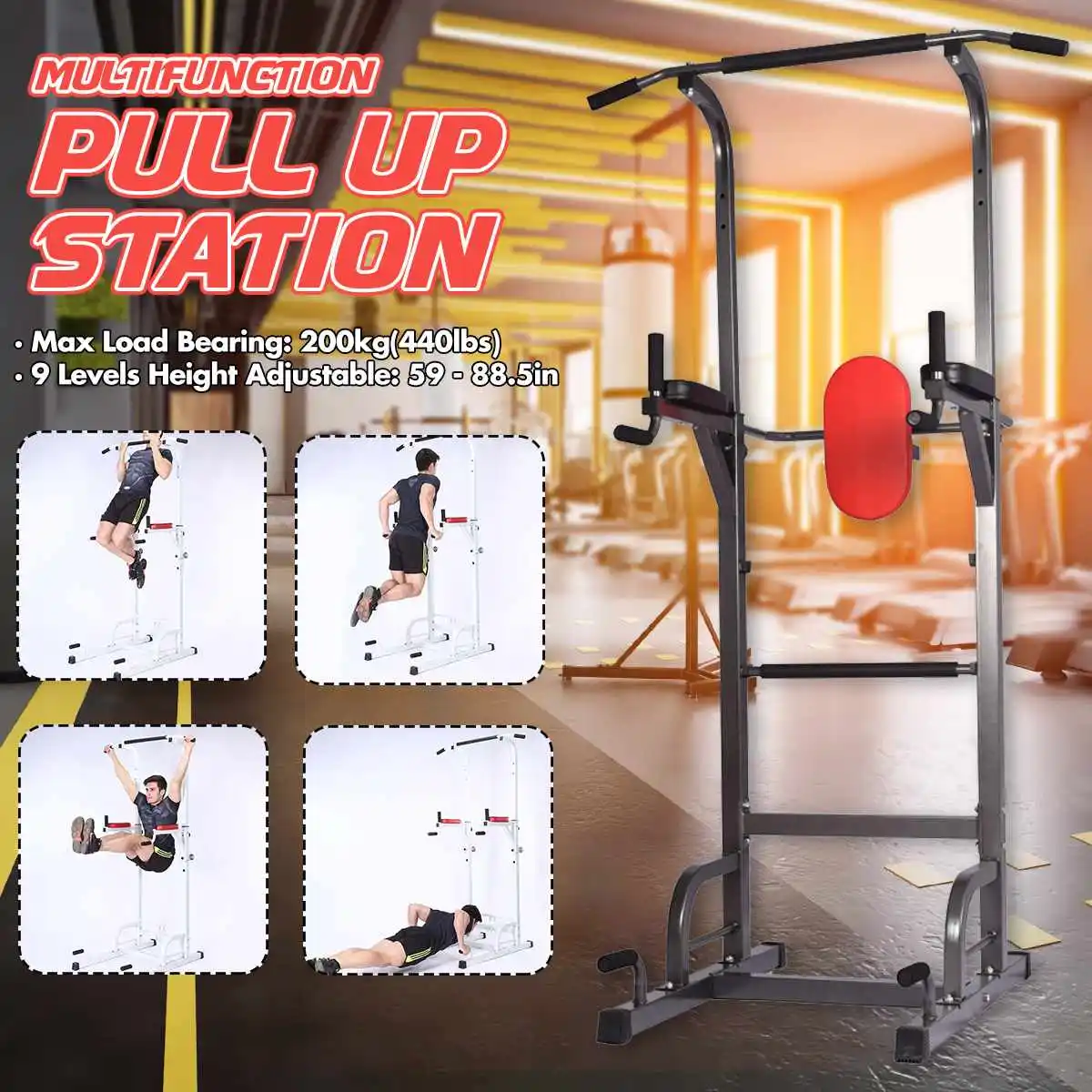 

Home Gym Pull Up Station Multifunction Height Adjustable Fitness Parallel Horizontal Bars Upper Strength Muscle Training Workout
