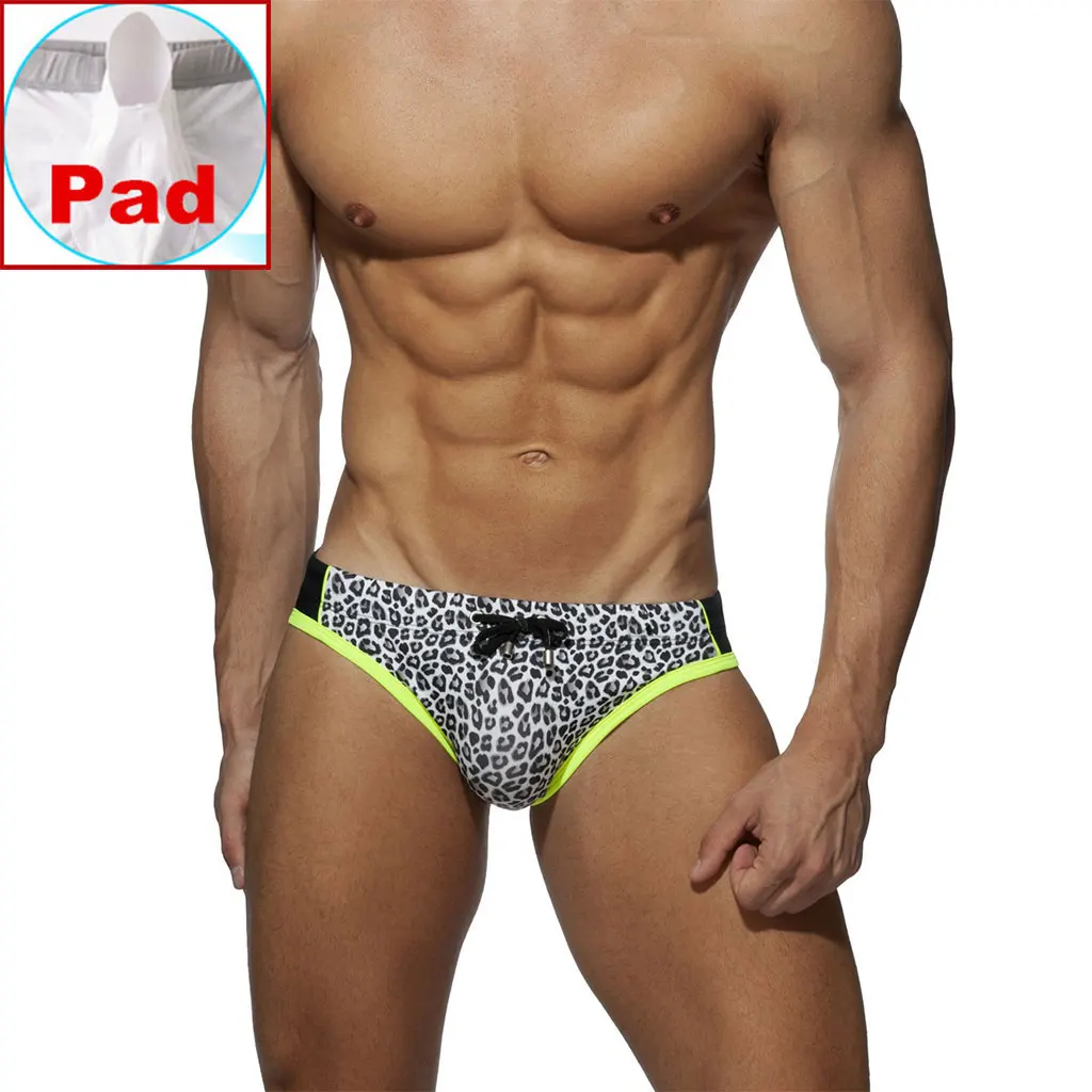 

Swimwear Men Sexy Bikini Leopard Print Swim Brief Counter Pouch Shorts Surf Boxer Swimming Trunks Pad Swimsuits Beachwear