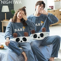 nightwa winter couples pajamas set cute animal flannel for women pijamas men plush sleepwear pyjamas suit home clothing sleep