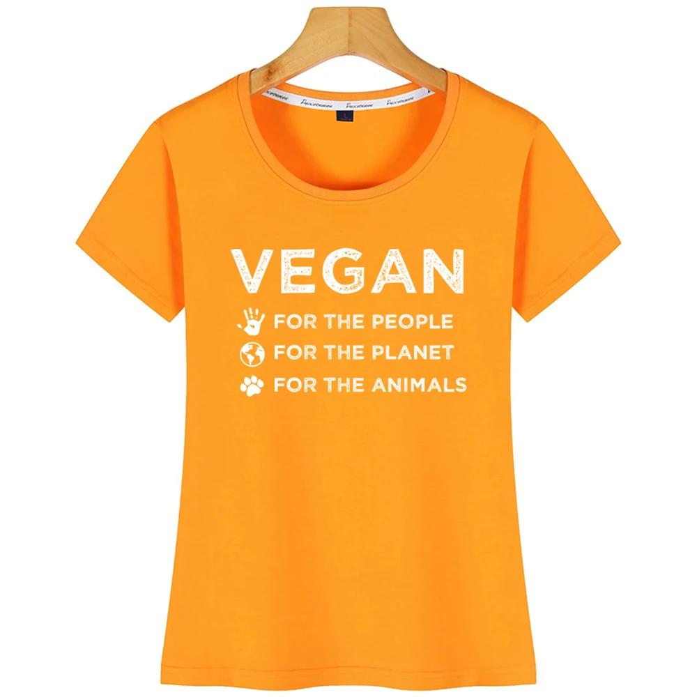 Топы футболки для женщин Vegan People Planet Animals органические забавные надписи короткая