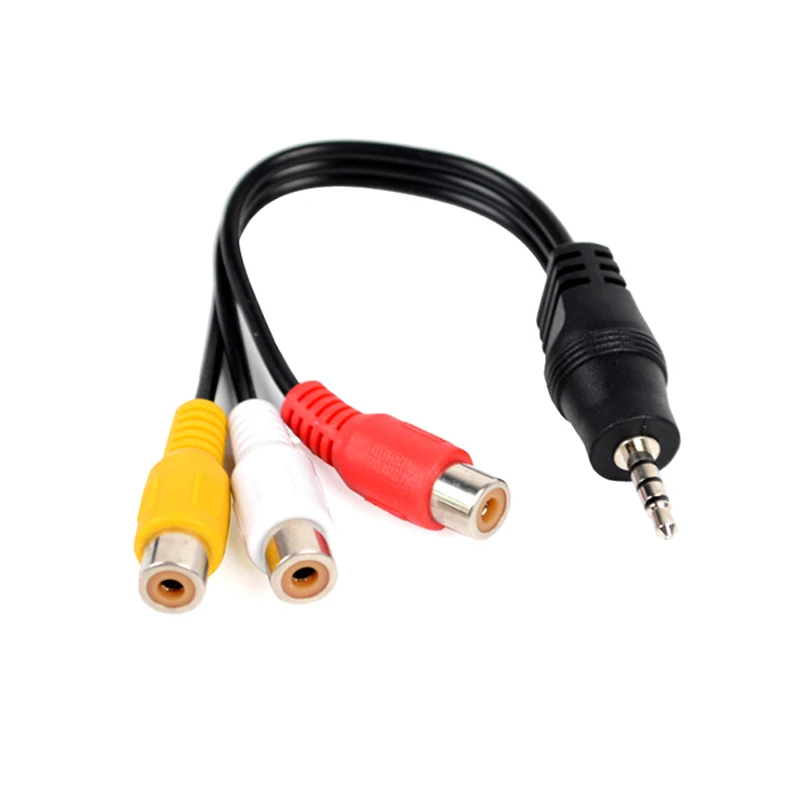 1 шт. 3 5 мм к RCA AV видеокамере видео кабель штекер 3RCA Feale разъем стерео аудио AUX