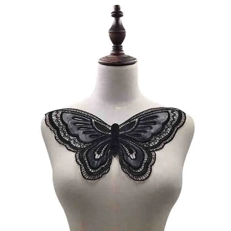 Женские кружевные нашивки с бабочками тканевая вышитая аппликация вырезом