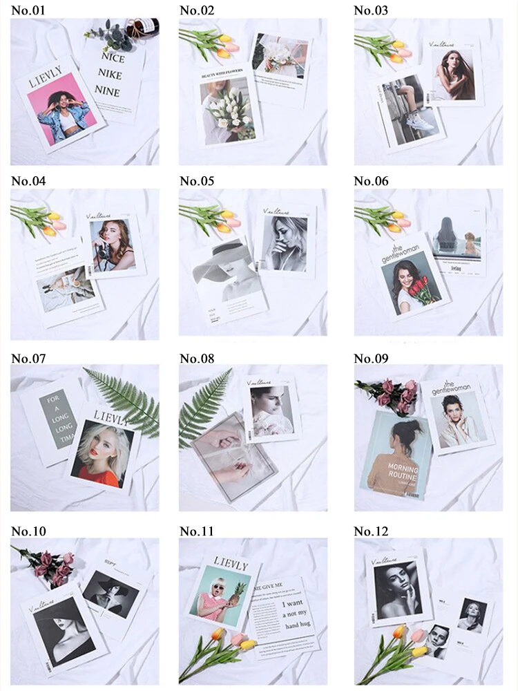 

Photography Magazine Paper Card Set 27x21cm Double-sided Fashion Pattern Cardboard Shoot Photo Studio Fotografia Background Prop