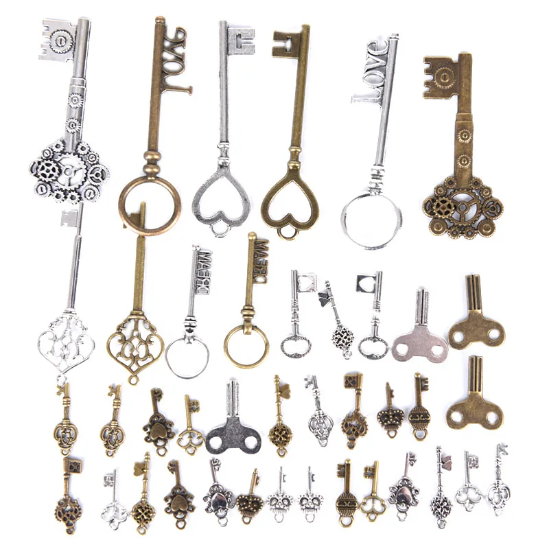 

40pcs Vintage Mixed Key Charms Pendants Classic DIY Fashion Handmade Decoration Key Shape Charms For Jewelry Making