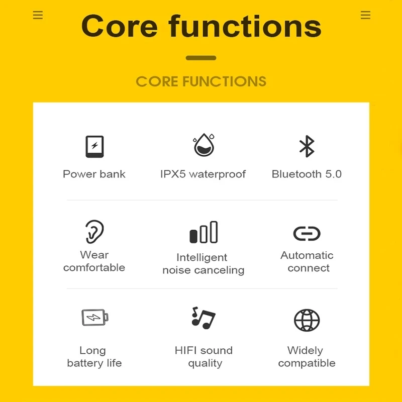 

TWS Bluetooth 5.0 Earphones 2200mAh Charging Box Wireless Headphone 9D Stereo Sports Waterproof Earbuds Headsets With Microphone