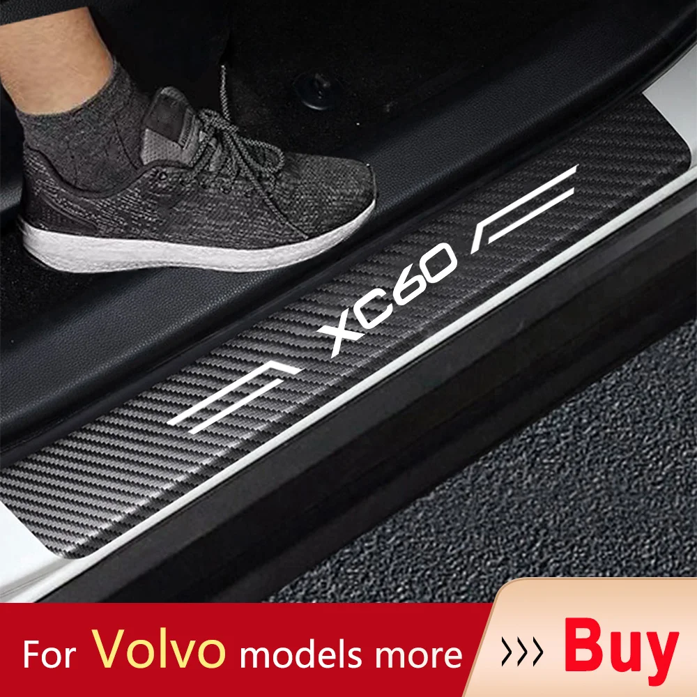 

Scuff Plate Carbon Fiber Car Door Threshold Pedal Stickers For Volvo AWD C30 C70 R S40 S60 S80 S90T6 V40 V50 V60