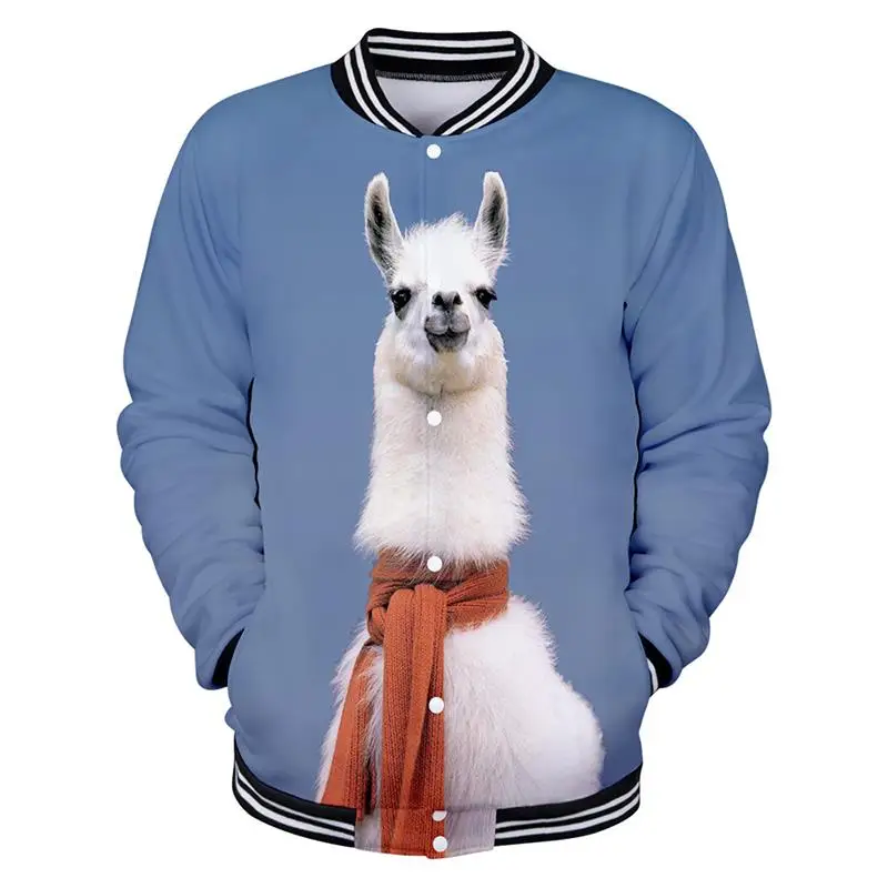Новая забавная мультяшная альпака модная бейсбольная куртка с 3d рисунком