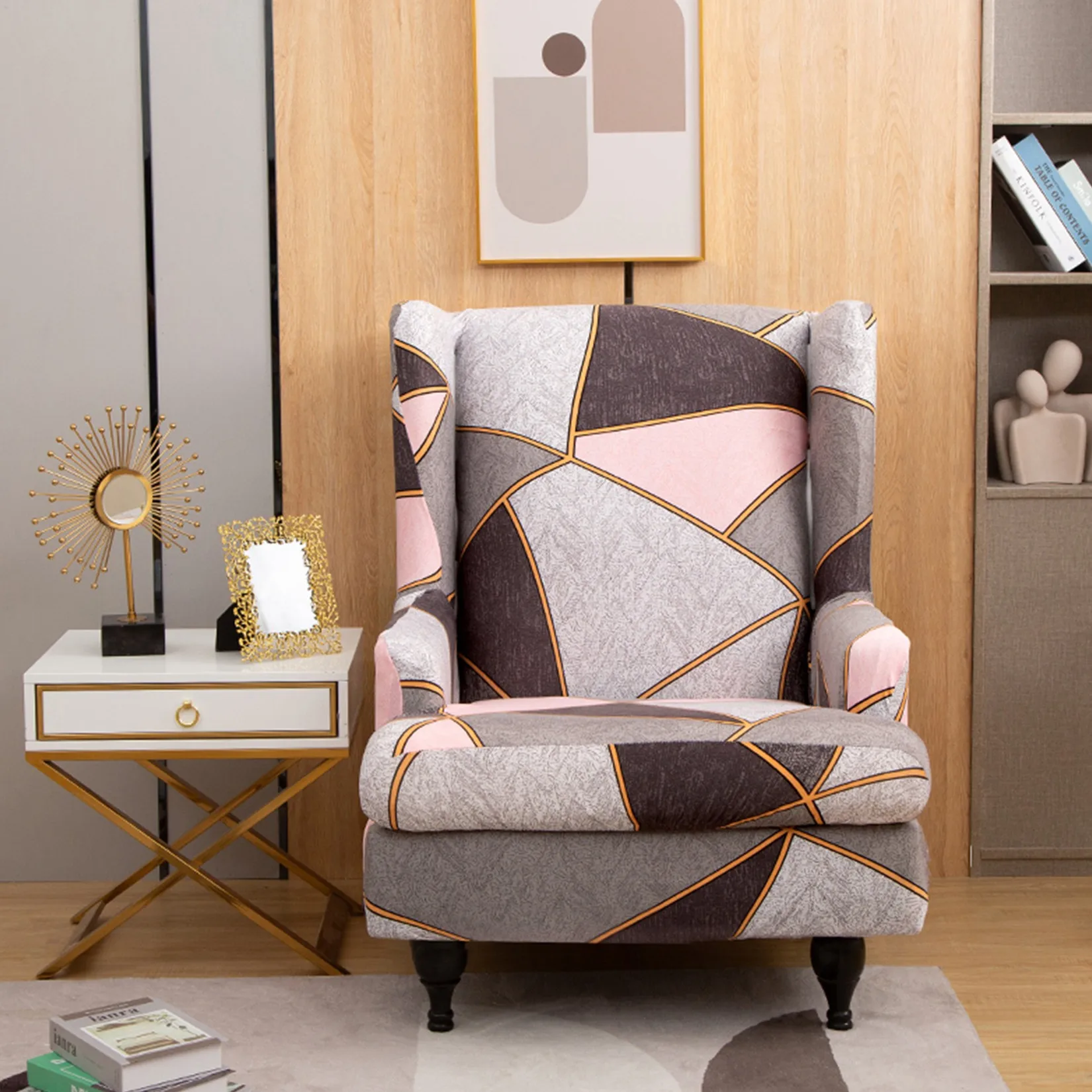 Tiger Stool Chair Covers Wing Sofa Back Cover Floral Printed Wingback Protector for Wedding Banquet Hotel Bar Seat | Дом и сад