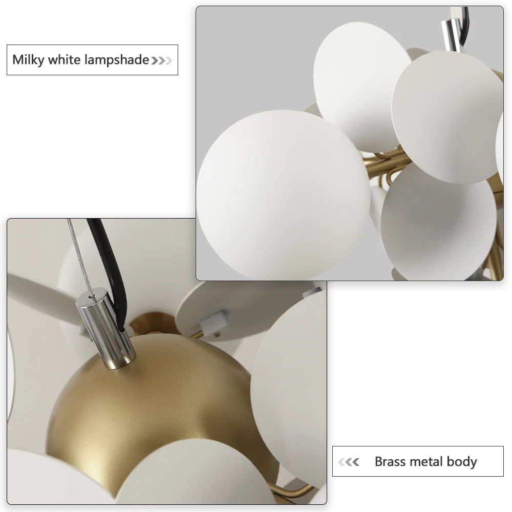 Современные стеклянные подвесные светильники с золотым виноградом в