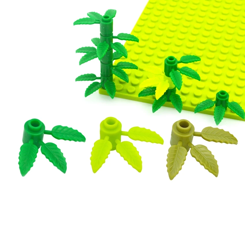

MOC Parts DIY Building Blocks Round 1x1 with 3 Bamboo Leaves Plant Tree Leaf City Creator Bricks Accessory Compatible All brand