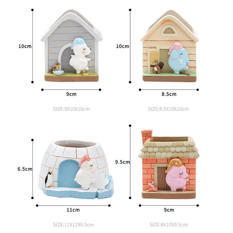 Милый мультяшный Прекрасный маленький домик цветочный горшок из смолы для