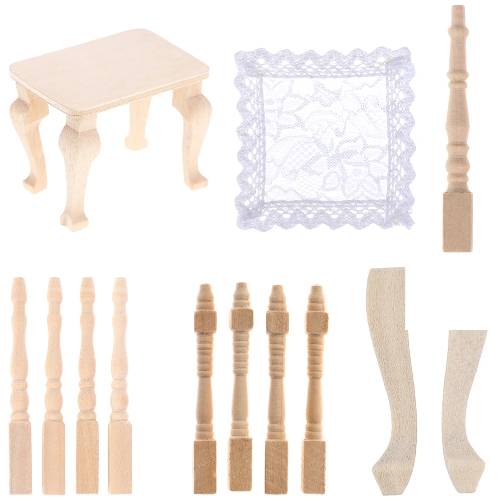 Белый вязаный столик столовые приборы журнальный коврик 1:12 весы миниатюрные