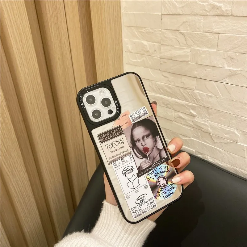INS brand Mirror Art label sticker leopard soft phone case For iPhone 12 Pro Max 12 MiNi 11 Pro MAX X XS XR 7 8 6 s plus SE 2020 iphone 7 cardholder cases