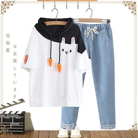 suit summer womens short sleeved t shirt two piece cute loose t shirt womens womens summer sportswear pants suit