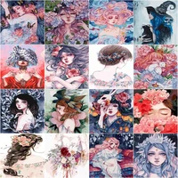 gatyztory painting by numbers flower woman diy coloring by numbers handpainted kits drawing canvas pictures figure home decor