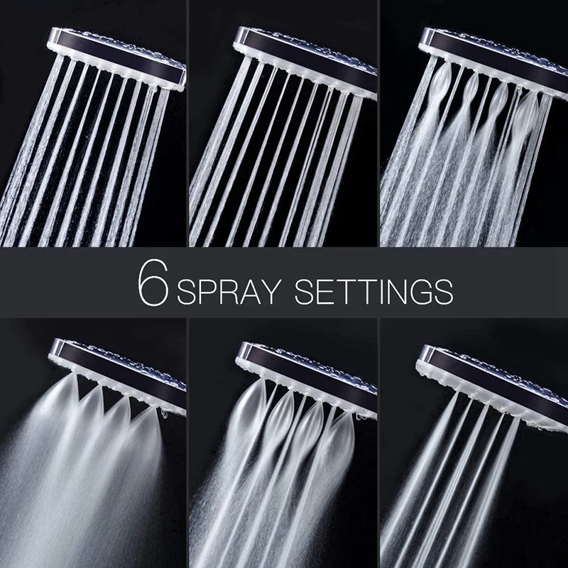 

SHGO HOT-Shower Head with Hose, Pressure Shower Heads with Hose 1.5M, Universal Shower Head and Hose Set with 6 Settings Spray