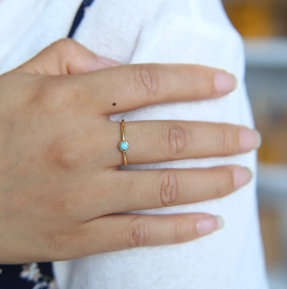 2020 Высококачественные золотые бирюзовые тонкие геометрические медные кольца на