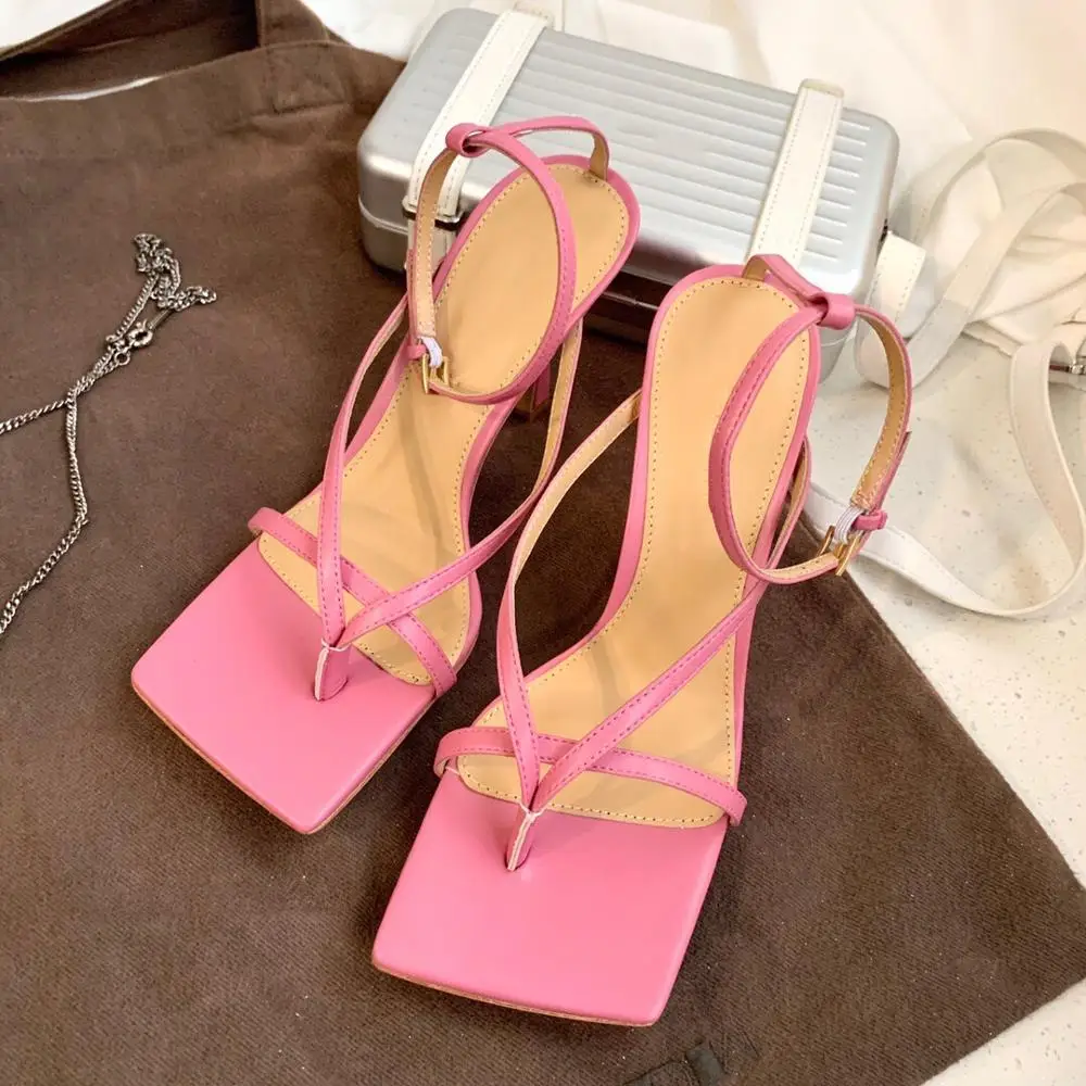 

prowow Shoes Women Sandals High Thin Heels Sandals Leather Sole Sandals Ankle Strap Sandals Narrow Band Sandals