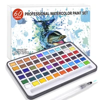 abelle 60 colors portable travel solid pigment watercolor paints set with water color brush pen for painting art supplies