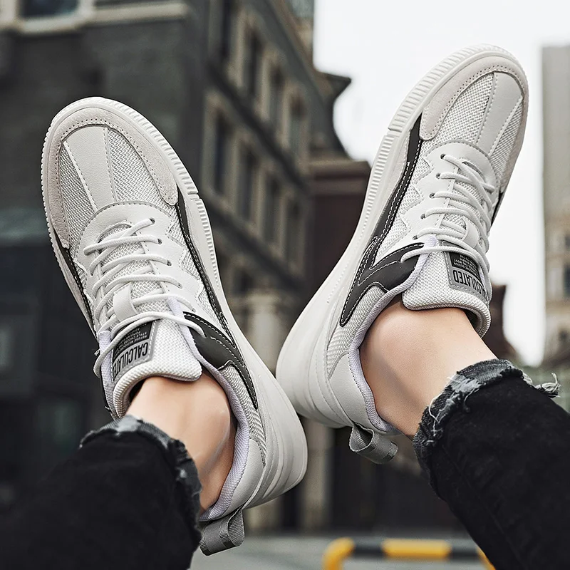 

Mens Lightweight Sneakers Zapatillas Hombre Fashion Sports Shoes Breathable Mens Sport Casual Men Trainers White