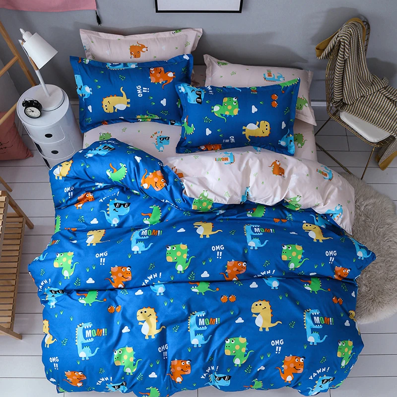 Twin Queen King Dinosaur For Boys Girls Kids Bedding Set Printed Microfiber Soft Blue Quilt Duvet Cover Bed Pillowcase |