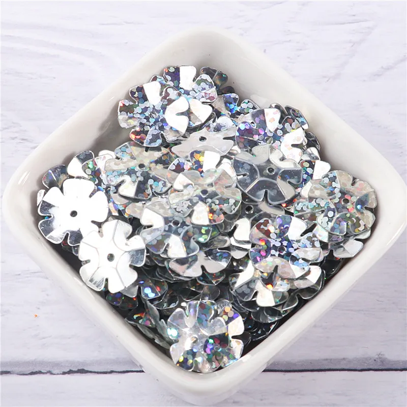 200 шт. размер 14 мм чашка с пятью листьями цветов Рассыпчатая расшитая пайетками