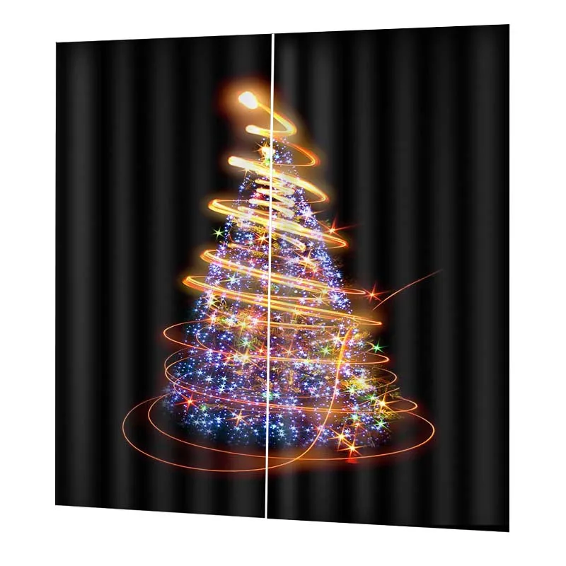 2 Christmas Trees Новогоднее Рождественское украшение Санта Клаус Снеговик Рождественская печать занавески s окно для гостиной спальни магазин занавески - Цвет: 2 Christmas Trees