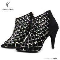 dance shoes women shoes jass latin dance shoes salsa shoes for women tango dance shoe rhinestone cuban heel jusedanc