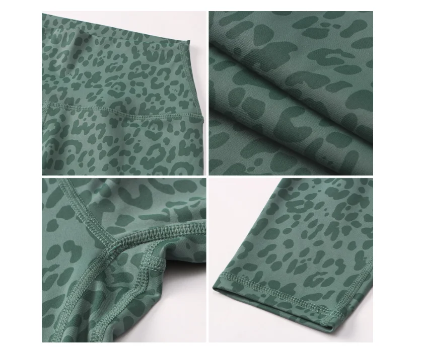 Euro Size Green Leopard Print Wome Sport Legging Premium Women High Waist Push Up Gym Tight Squat Proof Activewears Yoga Pant