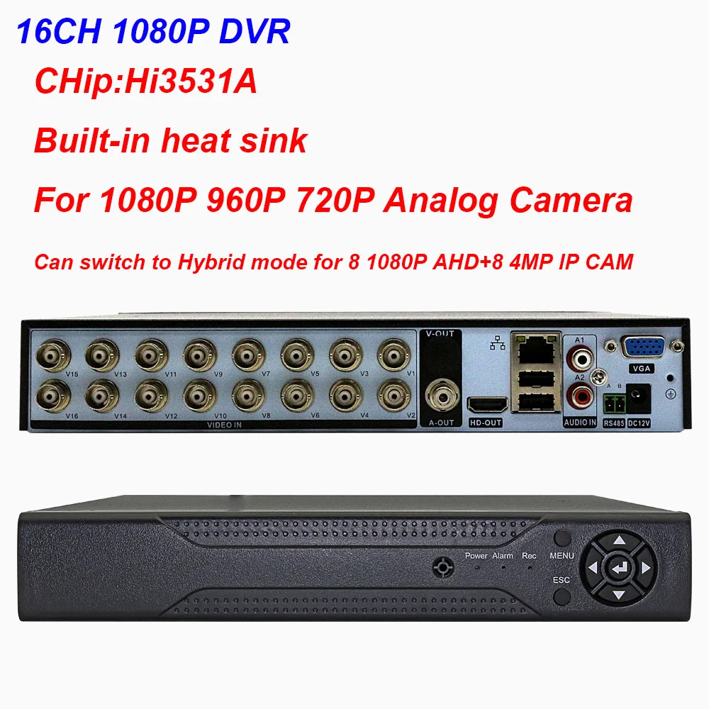 Видеорегистратор для системы видеонаблюдения 16 каналов 1080 пикселей DVR VGA HDMI ONVIF AHD