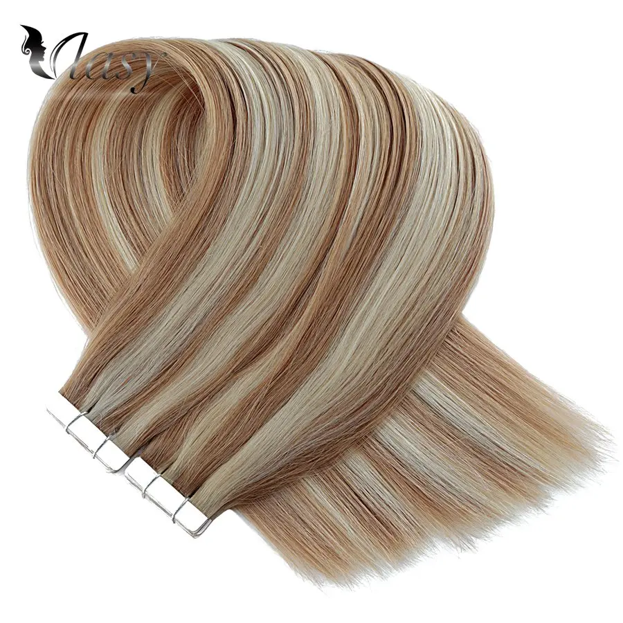 Vlasy 16 ''20'' 24 ''Волосы Remy на ленте для наращивания, цвет пианино, прямые волосы с двойным нарисованным плетением, клейкая лента для наращивания
