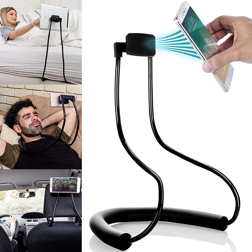 

Lazy Neck Phone Holder Car Tablet Holder Stand For Ipad 2/3/4 Air Pro 7-11' Universal Collapsible Portable Design 360 Rotation