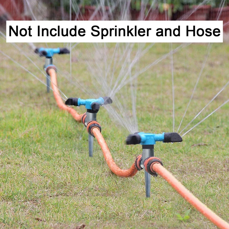 

10 Pack 1/2 Inch Flow Thru Lawn Sprinkler Spike Base, Watering Sprinklers for Yard, Lawn and Gr Irrigation