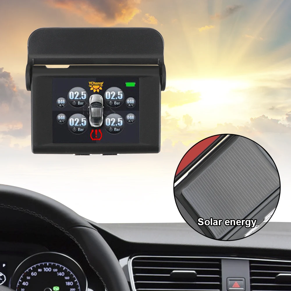 

Smart Car TPMS Tyre Pressure Digital LCD Display Auto Security Alarm Systems USB Solar Power Tyre Pressure Monitoring System