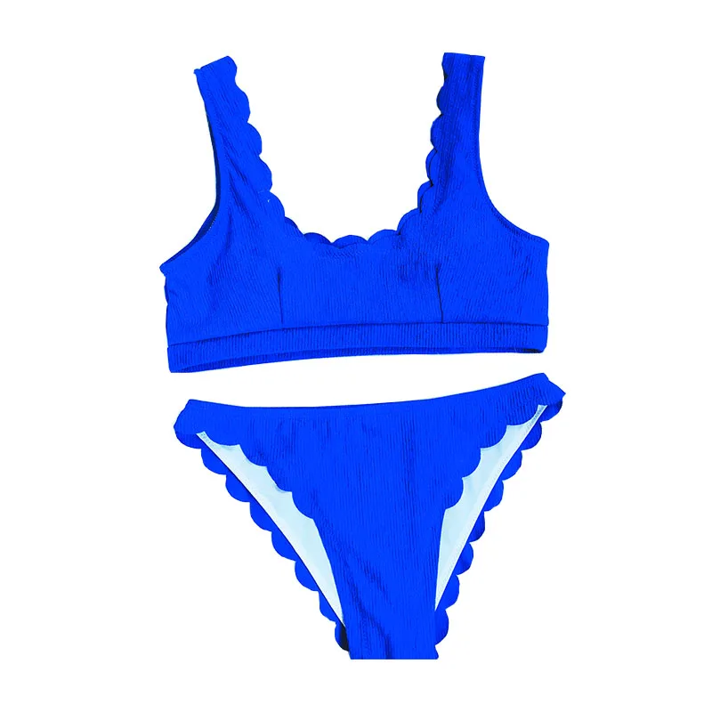 

Pliktea Summer Ladies Sexy Lace Twopiece Swimsuit 2021 New Beach Pure Color Split Swimsuit Summer Sexy Beach Bikini Set Swimwear