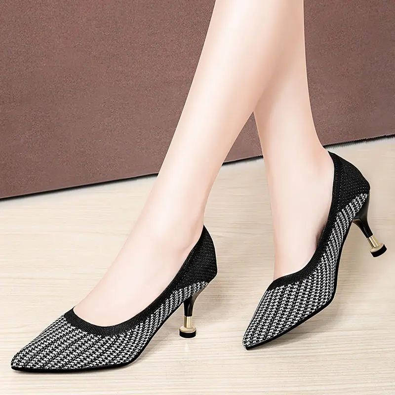 Rimocy/Модные женские разноцветные вязаные туфли-лодочки Весна-лето 2020 Острый носок