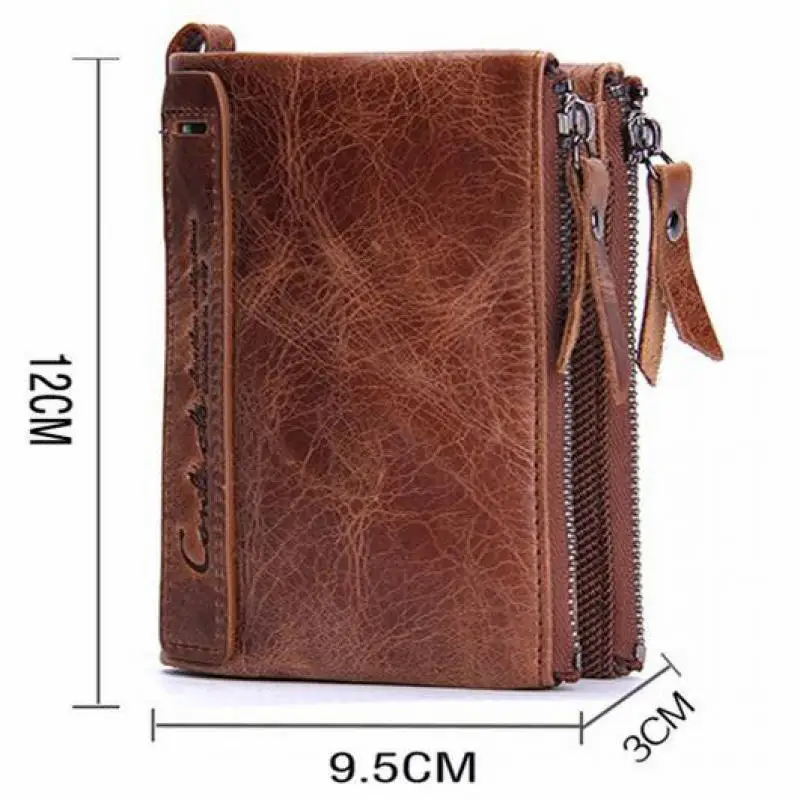 

Bestform 2021 New Genuine Leather Crazy Horse Moto & Biker Solid Zipper & Hasp Short Standard Wallets Men Coin Purs